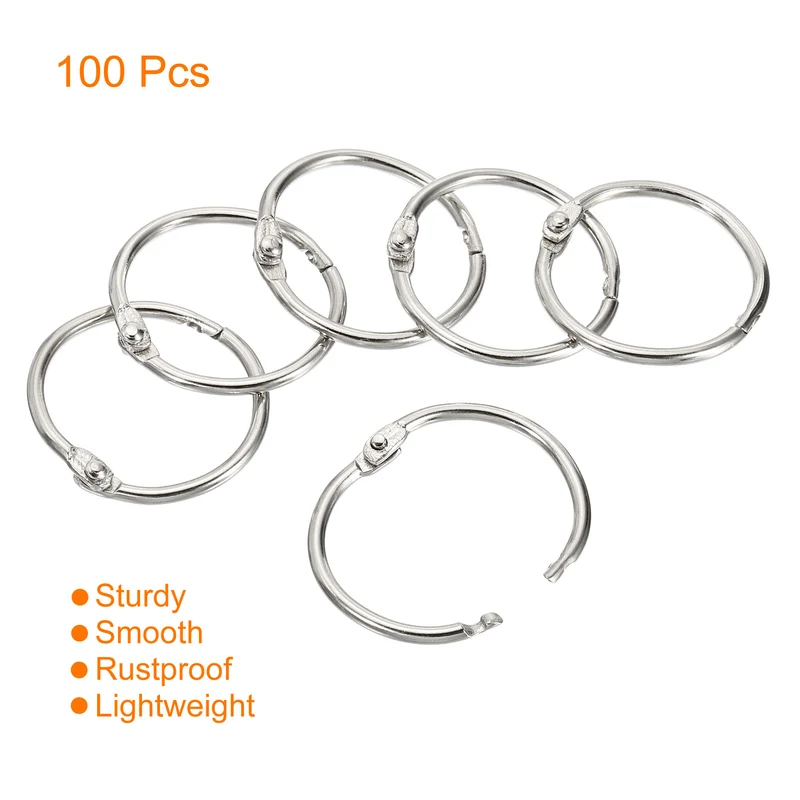 Binder Rings, Detachable Metal Book Loose Leaf Rings for Home Office Index Cue Revision Cards