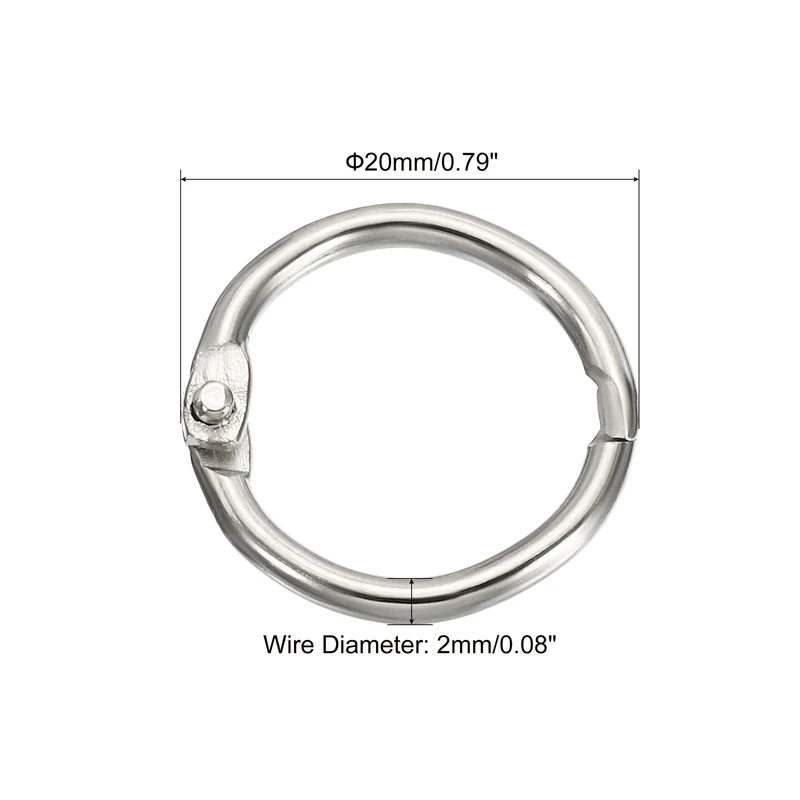 Binder Rings, Detachable Metal Book Loose Leaf Rings for Home Office Index Cue Revision Cards