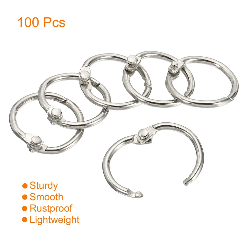 Binder Rings, Detachable Metal Book Loose Leaf Rings for Home Office Index Cue Revision Cards