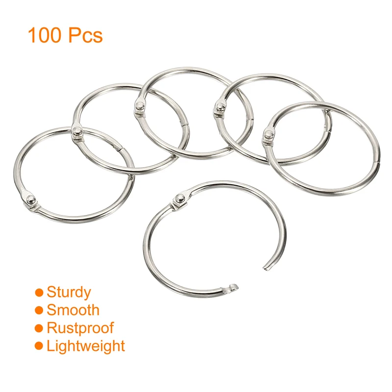 Binder Rings, Detachable Metal Book Loose Leaf Rings for Home Office Index Cue Revision Cards