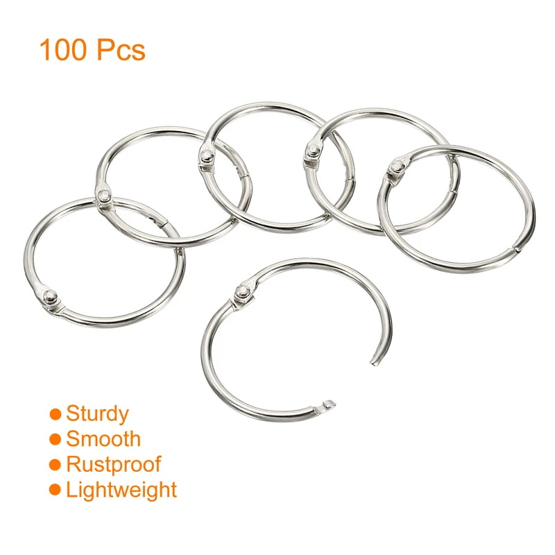 Binder Rings, Detachable Metal Book Loose Leaf Rings for Home Office Index Cue Revision Cards
