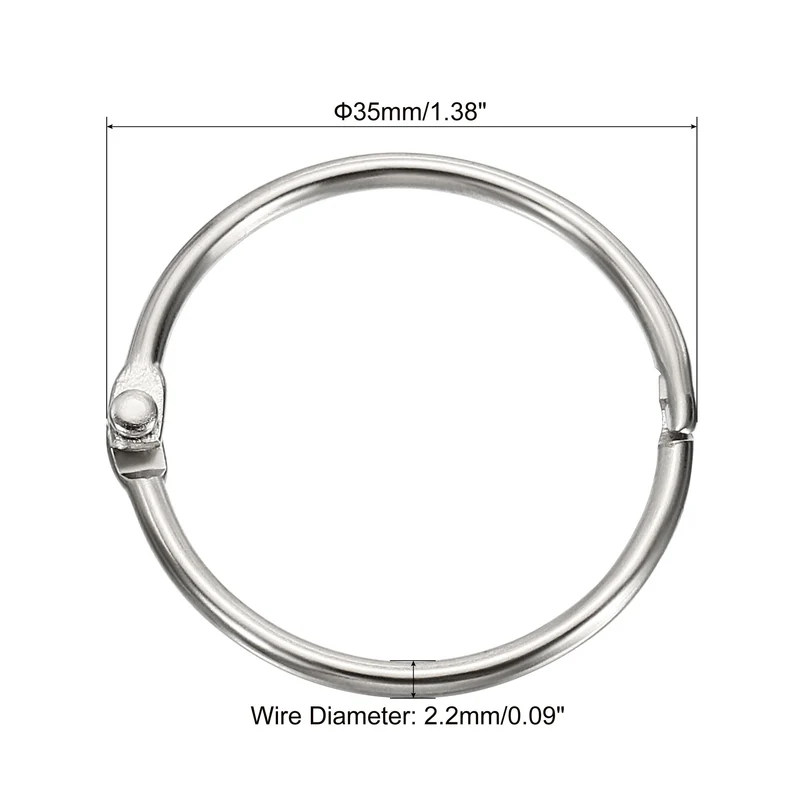 Binder Rings, Detachable Metal Book Loose Leaf Rings for Home Office Index Cue Revision Cards