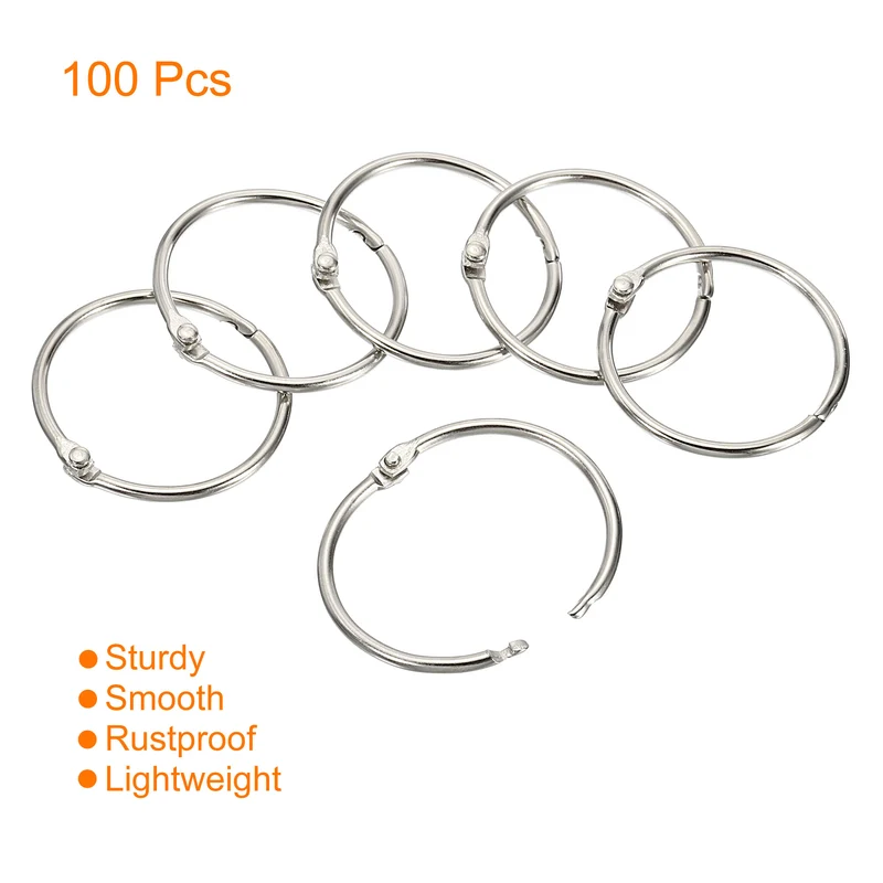 Binder Rings, Detachable Metal Book Loose Leaf Rings for Home Office Index Cue Revision Cards