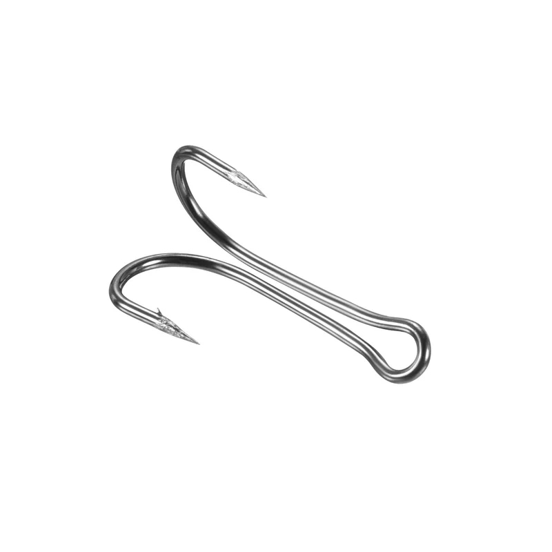 20Pcs 2# 1.06" Double Fish Hooks Carbon Steel Open Shank Barbed Frog Hook Black