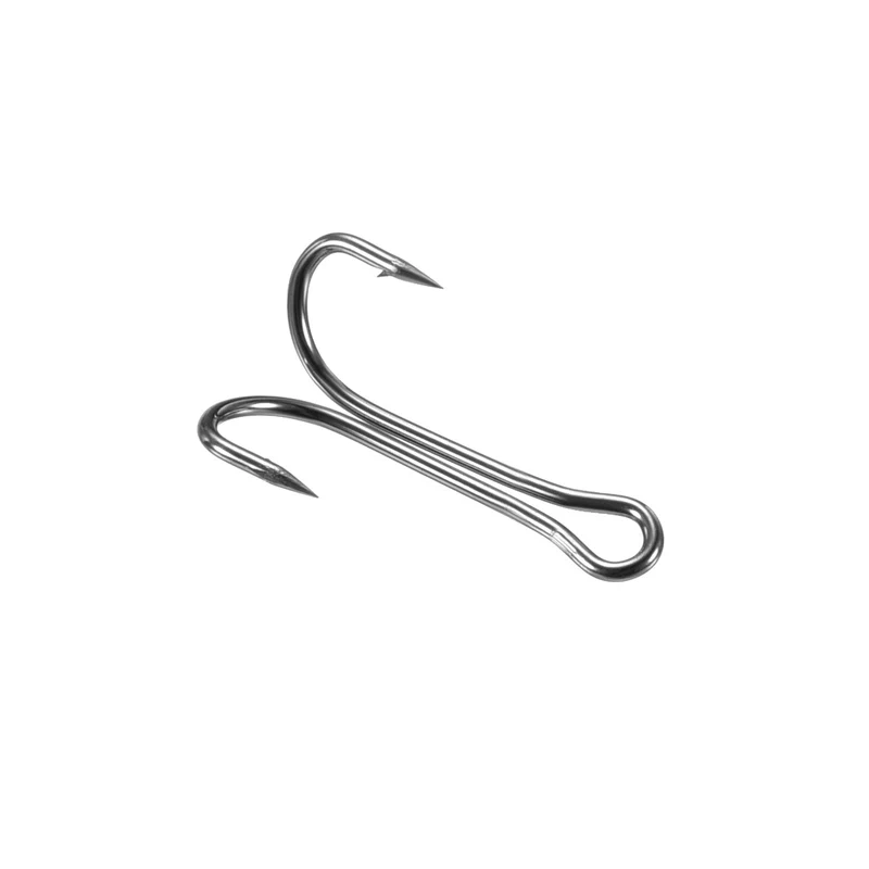 20Pcs 2# 1.06" Double Fish Hooks Carbon Steel Open Shank Barbed Frog Hook Black