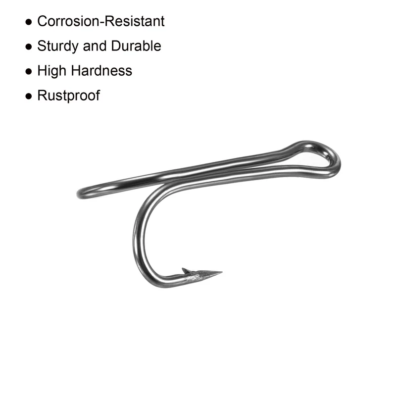20Pcs 2# 1.06" Double Fish Hooks Carbon Steel Open Shank Barbed Frog Hook Black