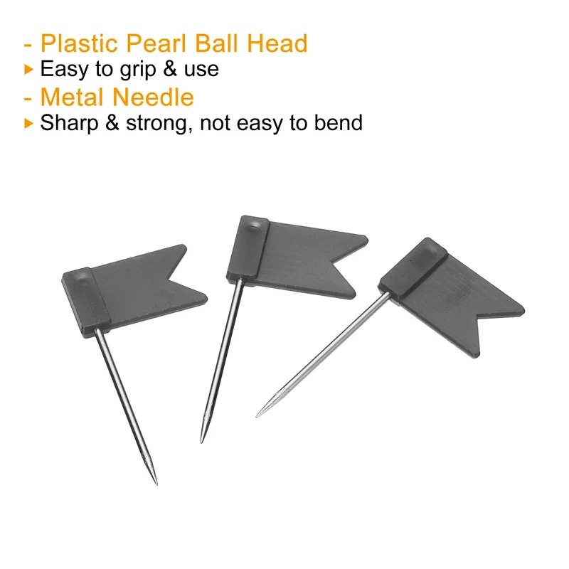 Flag Map Push Pins, Plastic Head Steel Point Travel Maps Tacks for Picture Hanging Home Office