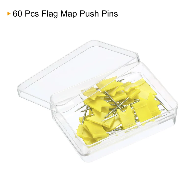 Flag Map Push Pins, Plastic Head Steel Point Travel Maps Tacks for Picture Hanging Home Office