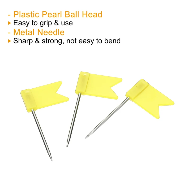 Flag Map Push Pins, Plastic Head Steel Point Travel Maps Tacks for Picture Hanging Home Office
