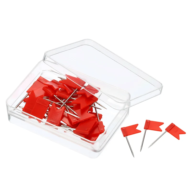 Flag Map Push Pins, Plastic Head Steel Point Travel Maps Tacks for Picture Hanging Home Office