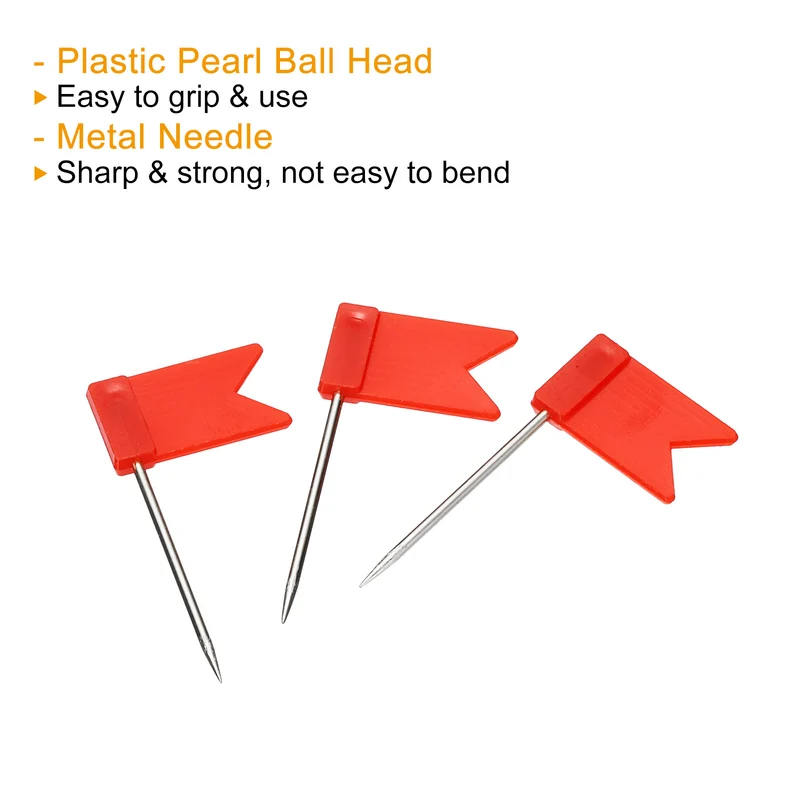 Flag Map Push Pins, Plastic Head Steel Point Travel Maps Tacks for Picture Hanging Home Office