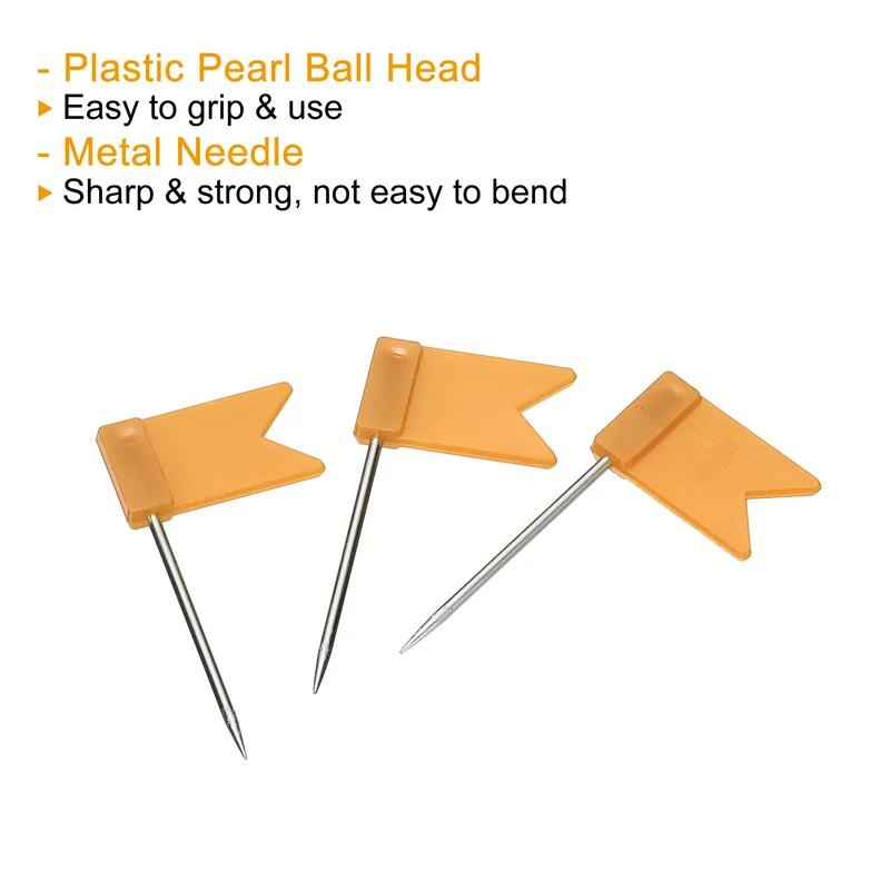 Flag Map Push Pins, Plastic Head Steel Point Travel Maps Tacks for Picture Hanging Home Office