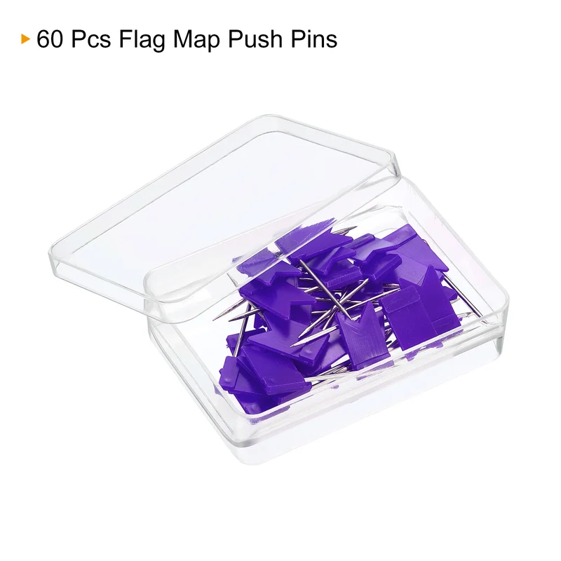 Flag Map Push Pins, Plastic Head Steel Point Travel Maps Tacks for Picture Hanging Home Office