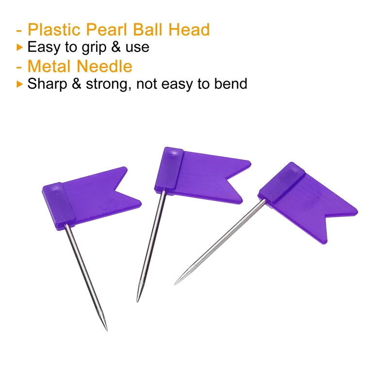 Flag Map Push Pins, Plastic Head Steel Point Travel Maps Tacks for Picture Hanging Home Office