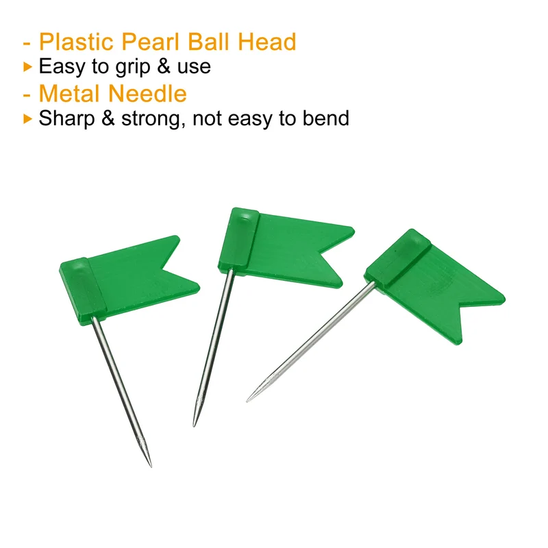 Flag Map Push Pins, Plastic Head Steel Point Travel Maps Tacks for Picture Hanging Home Office