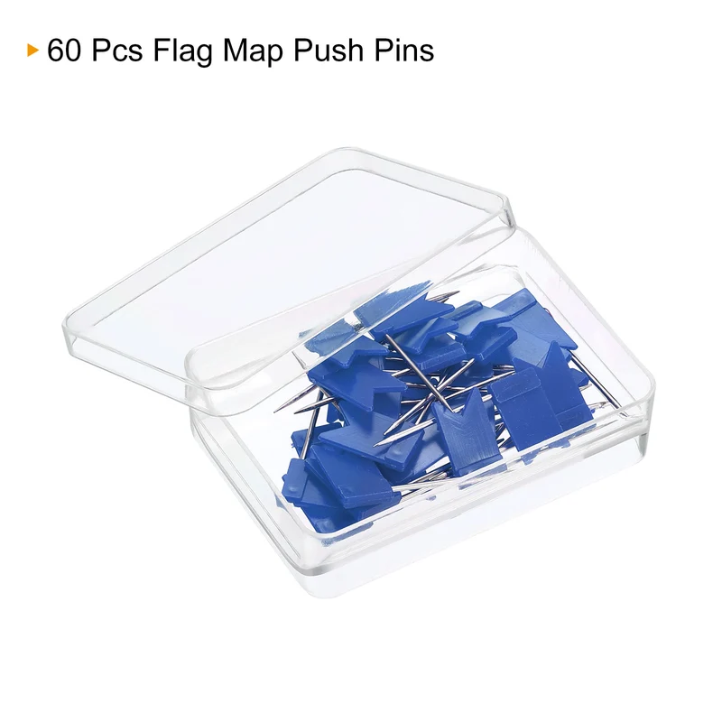 Flag Map Push Pins, Plastic Head Steel Point Travel Maps Tacks for Picture Hanging Home Office