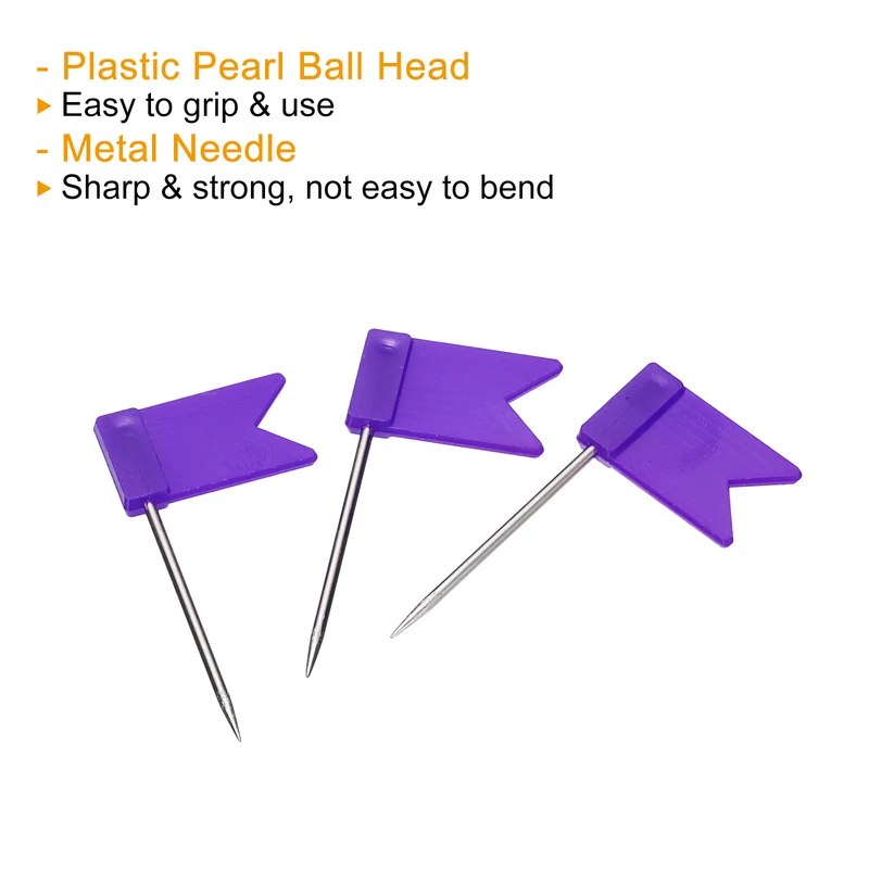 Flag Map Push Pins, Plastic Head Steel Point Travel Maps Tacks for Picture Hanging Home Office