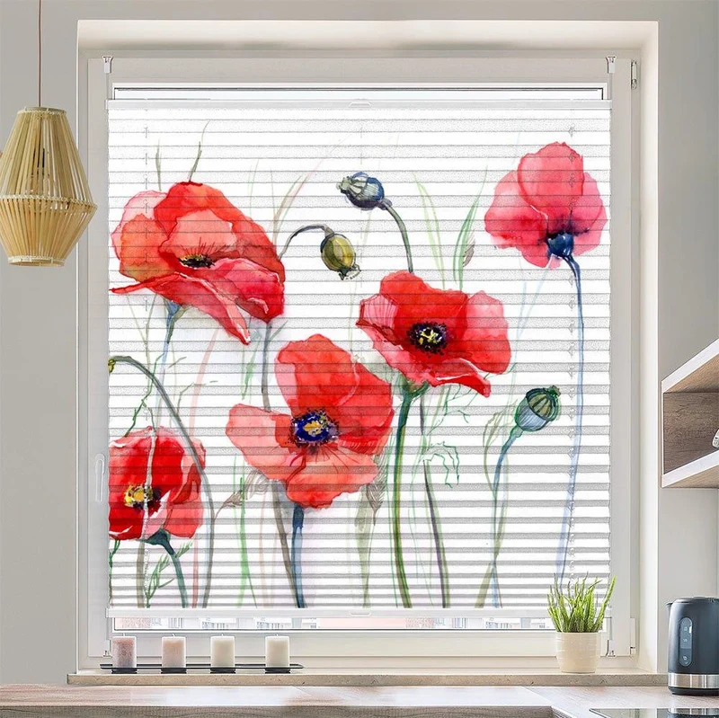 Wabenplissee Motiv "Mohnblumen Gemaelde"