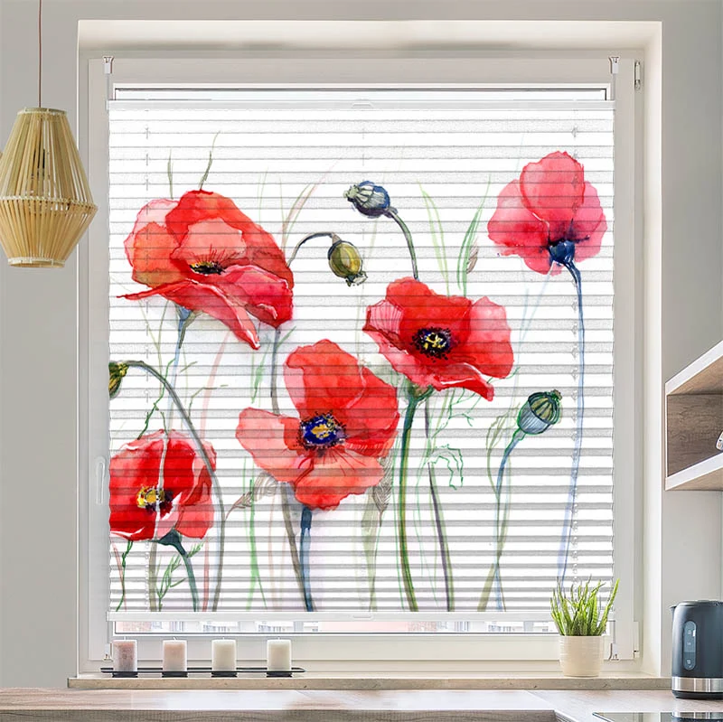 Wabenplissee Motiv "Mohnblumen Gemaelde"