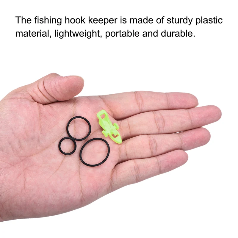 Fishing Hook Keeper, Plastic Fish Lure Bait Holder Accessories with Rubber Rings for Fishing Rod Poles