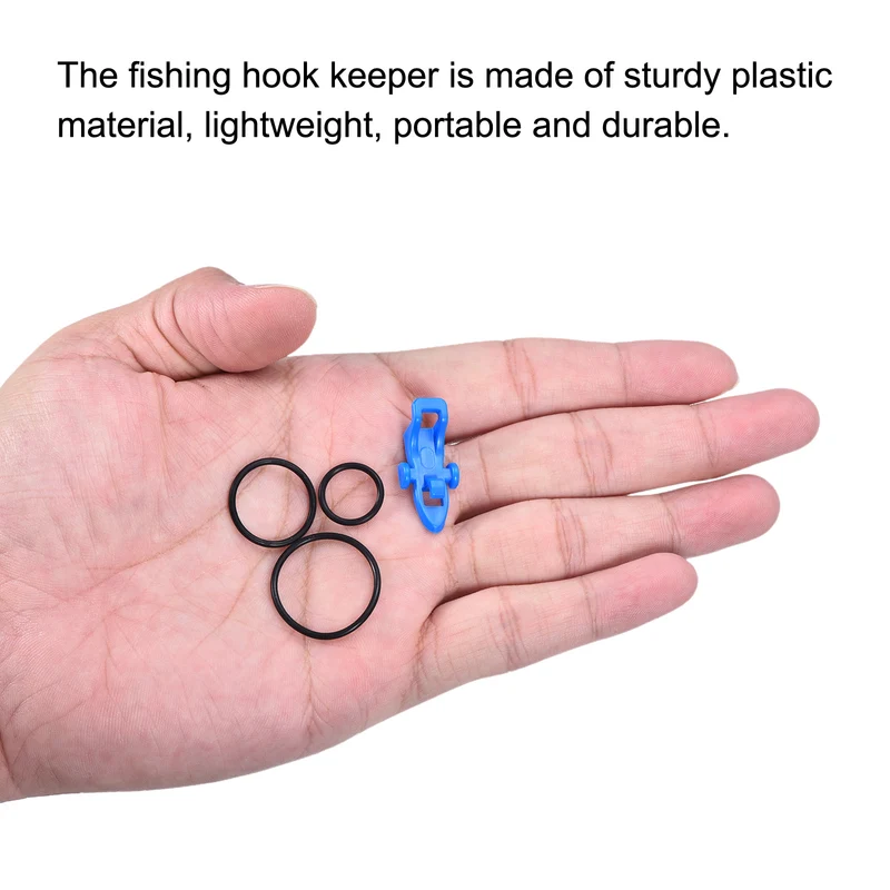 Fishing Hook Keeper, Plastic Fish Lure Bait Holder Accessories with Rubber Rings for Fishing Rod Poles
