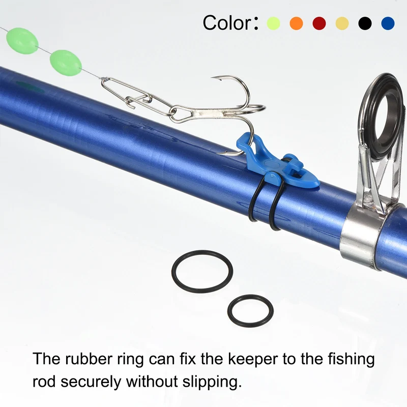 Fishing Hook Keeper, Plastic Fish Lure Bait Holder Accessories with Rubber Rings for Fishing Rod Poles