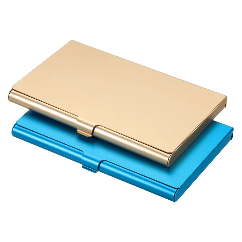 Business Card Holder, Aluminum Alloy Flip Cover Slim Name Cards Case, for Women Men