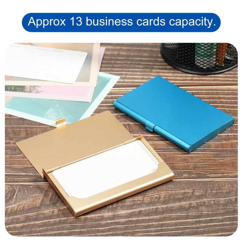 Business Card Holder, Aluminum Alloy Flip Cover Slim Name Cards Case, for Women Men