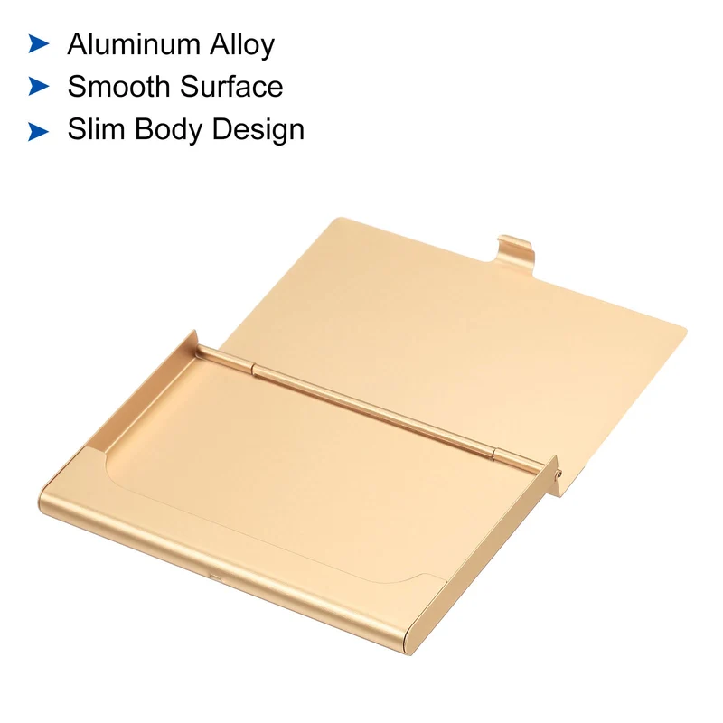 Business Card Holder, Aluminum Alloy Flip Cover Slim Name Cards Case, for Women Men