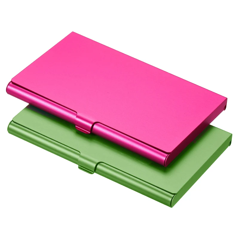 Business Card Holder, Aluminum Alloy Flip Cover Slim Name Cards Case, for Women Men