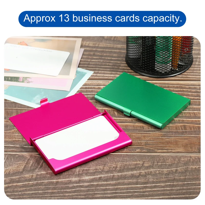 Business Card Holder, Aluminum Alloy Flip Cover Slim Name Cards Case, for Women Men