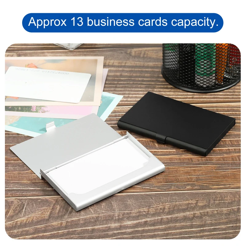 Business Card Holder, Aluminum Alloy Flip Cover Slim Name Cards Case, for Women Men