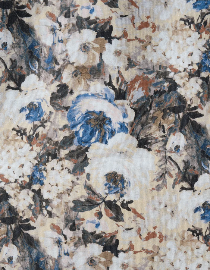 Canvas Velvet Floral Custom Curtain