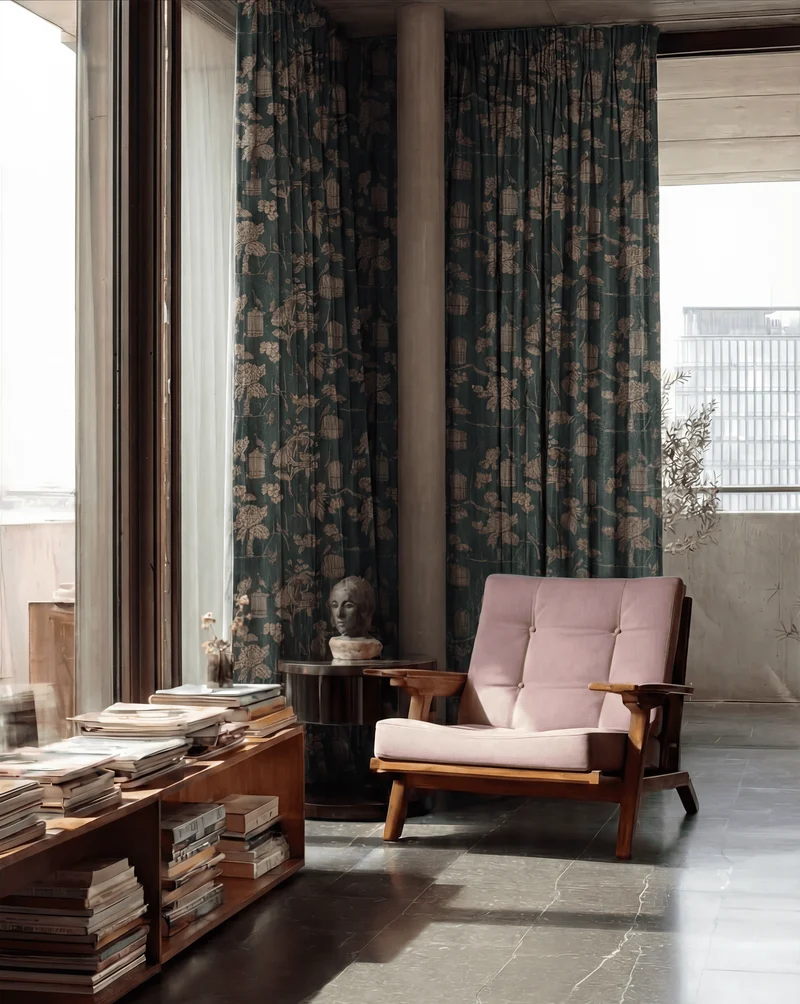 Seeker Linen Blend Floral Patterned Custom Curtain