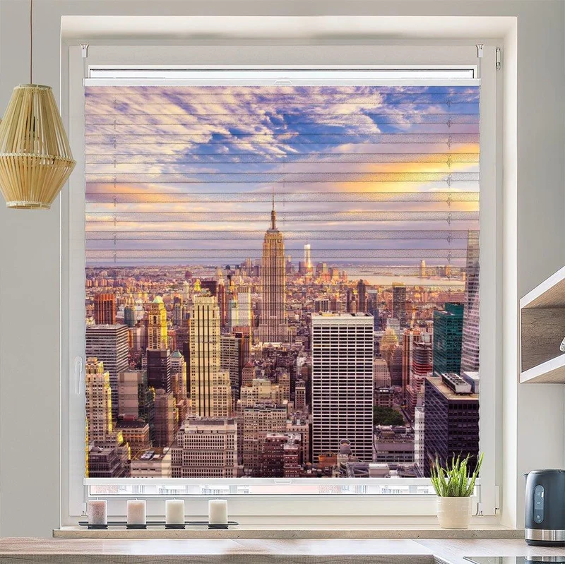 Wabenplissee Motiv "Sunset New York City Skyline"