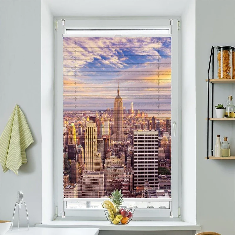 Wabenplissee Motiv "Sunset New York City Skyline"