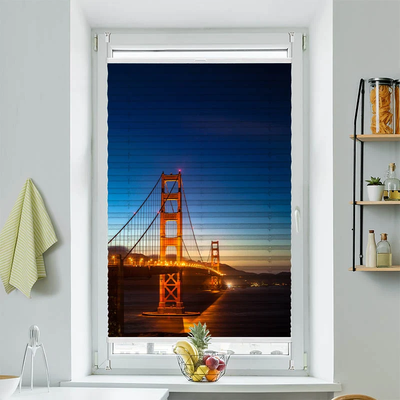 Wabenplissee Motiv "Golden Gate Bridge Nacht"