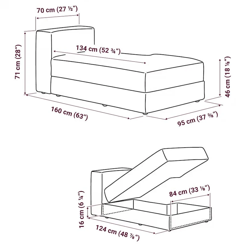 Jättebo Chaise Longue Rechts Hoes