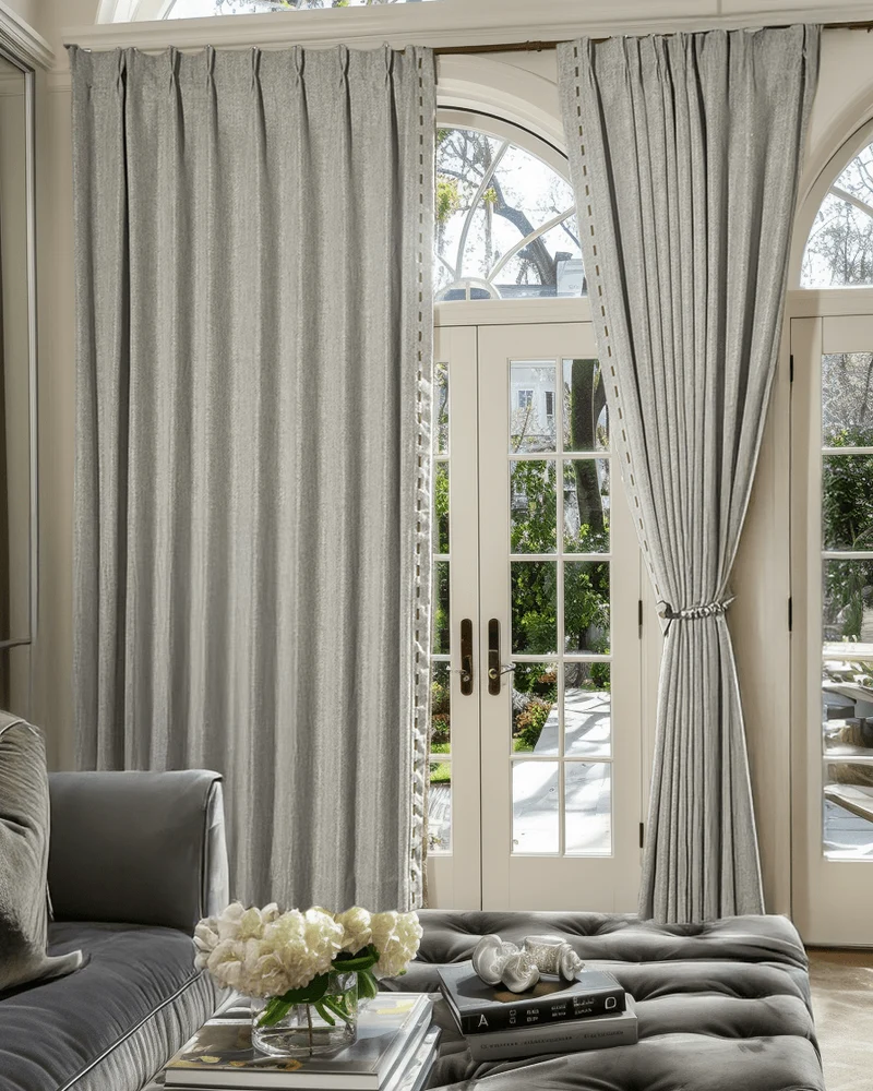 Cleo Textured Custom Curtain with Trim