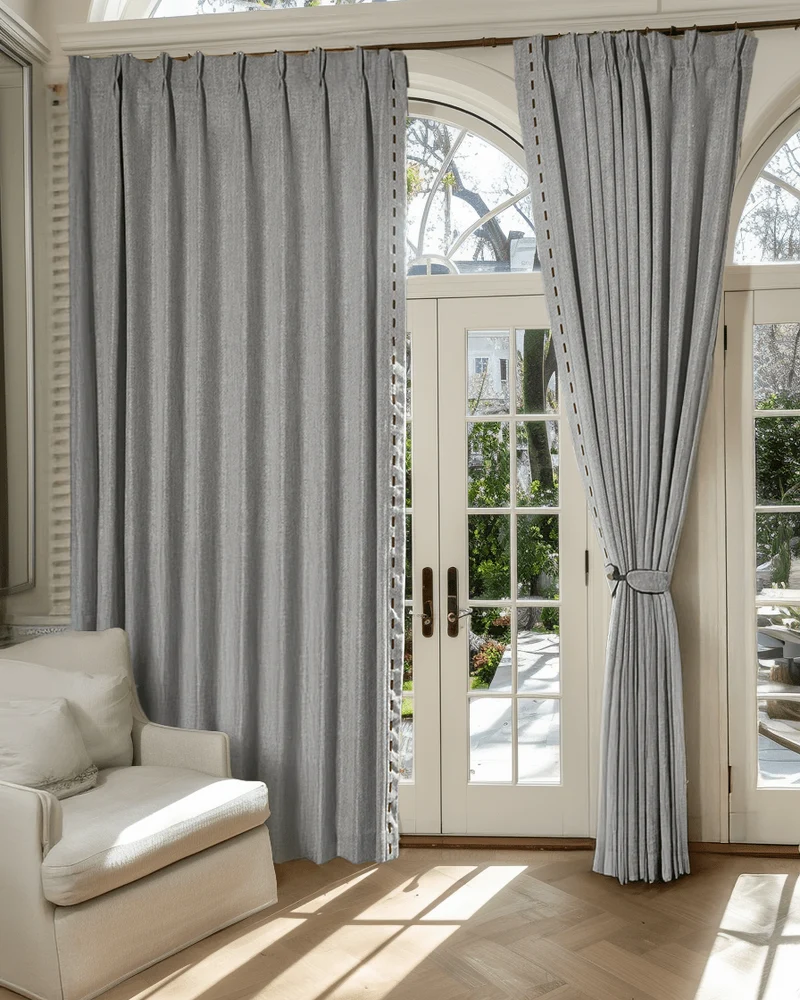 Cleo Textured Custom Curtain with Trim