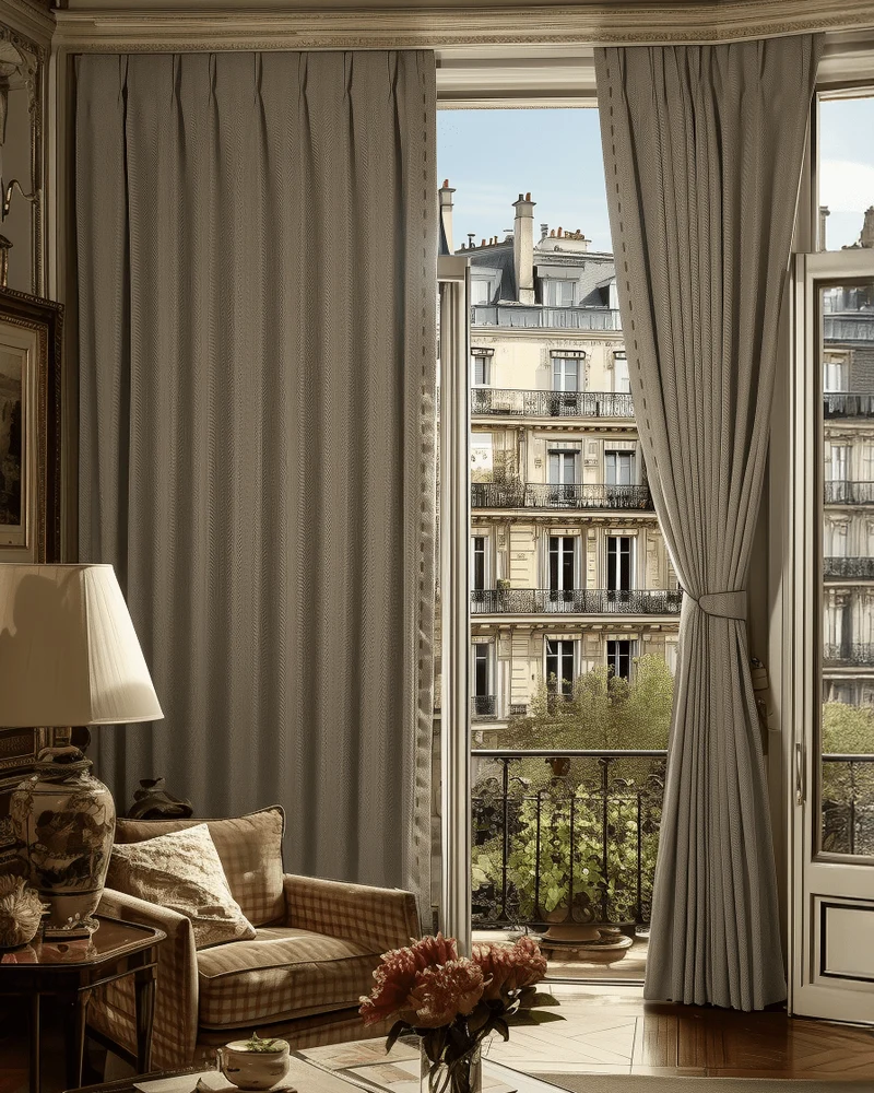 Cleo Textured Custom Curtain with Trim