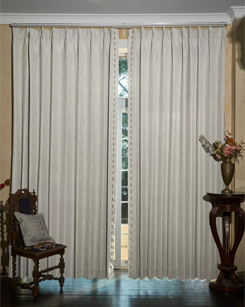 Cleo Textured Custom Curtain with Trim