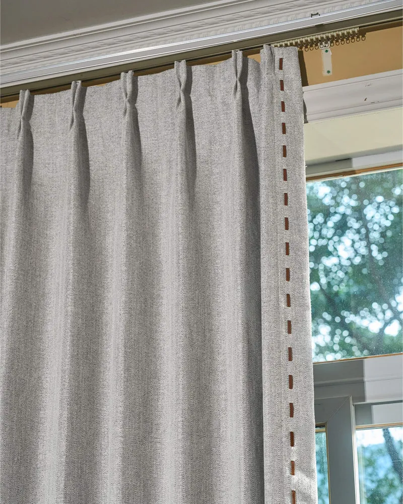 Cleo Textured Custom Curtain with Trim