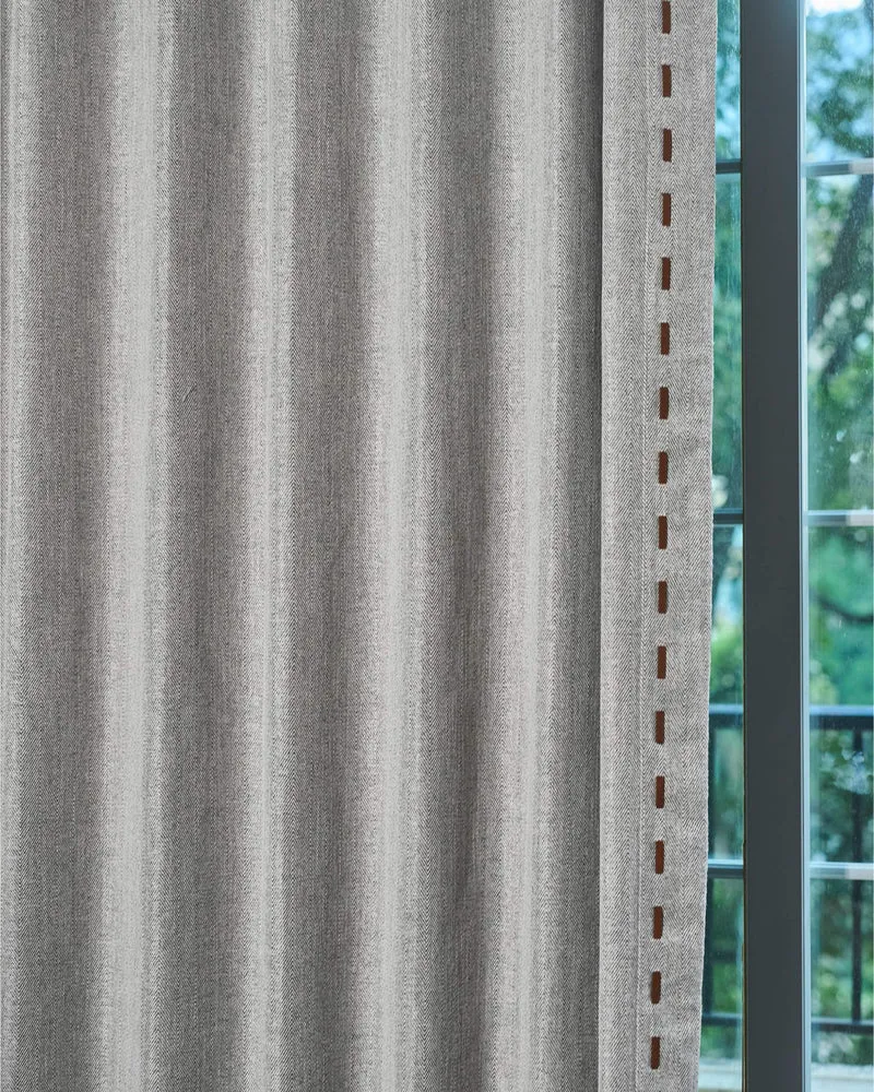 Cleo Textured Custom Curtain with Trim