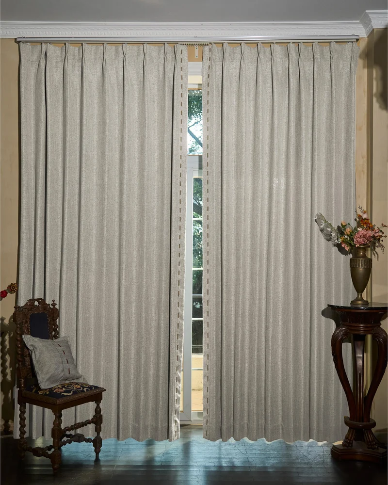 Cleo Textured Custom Curtain with Trim