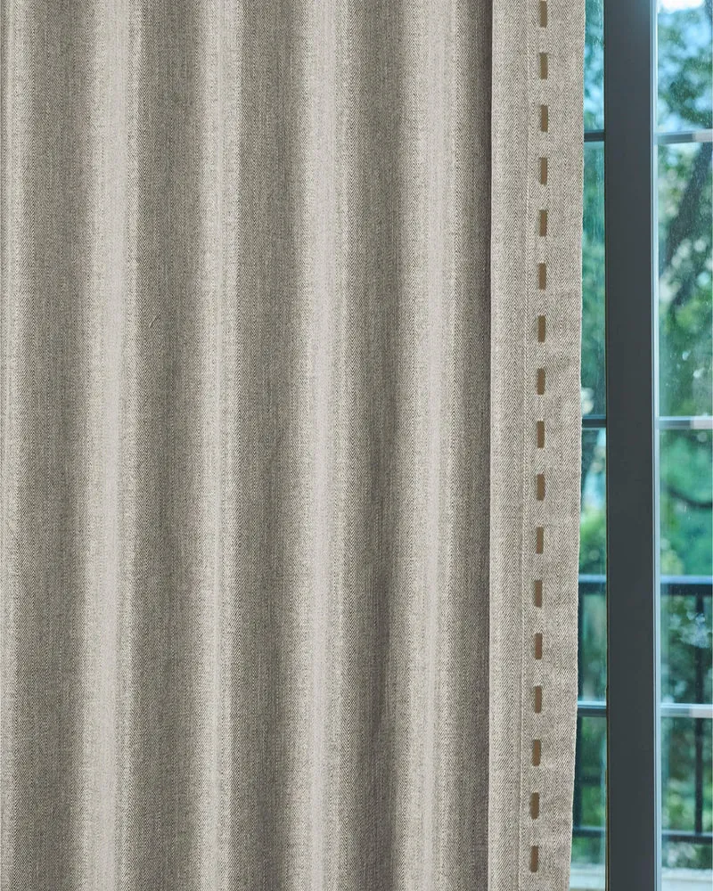 Cleo Textured Custom Curtain with Trim