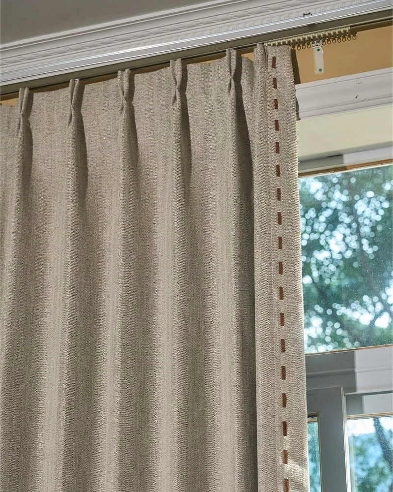 Cleo Textured Custom Curtain with Trim