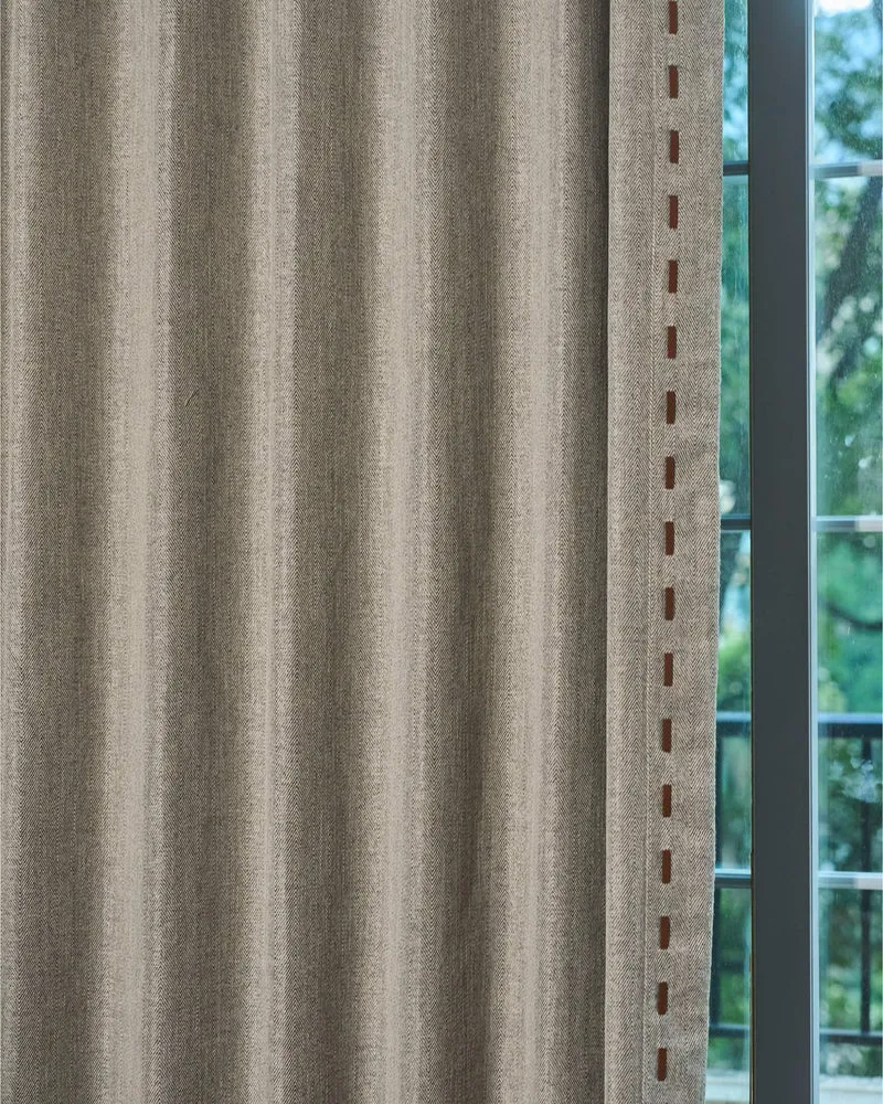 Cleo Textured Custom Curtain with Trim