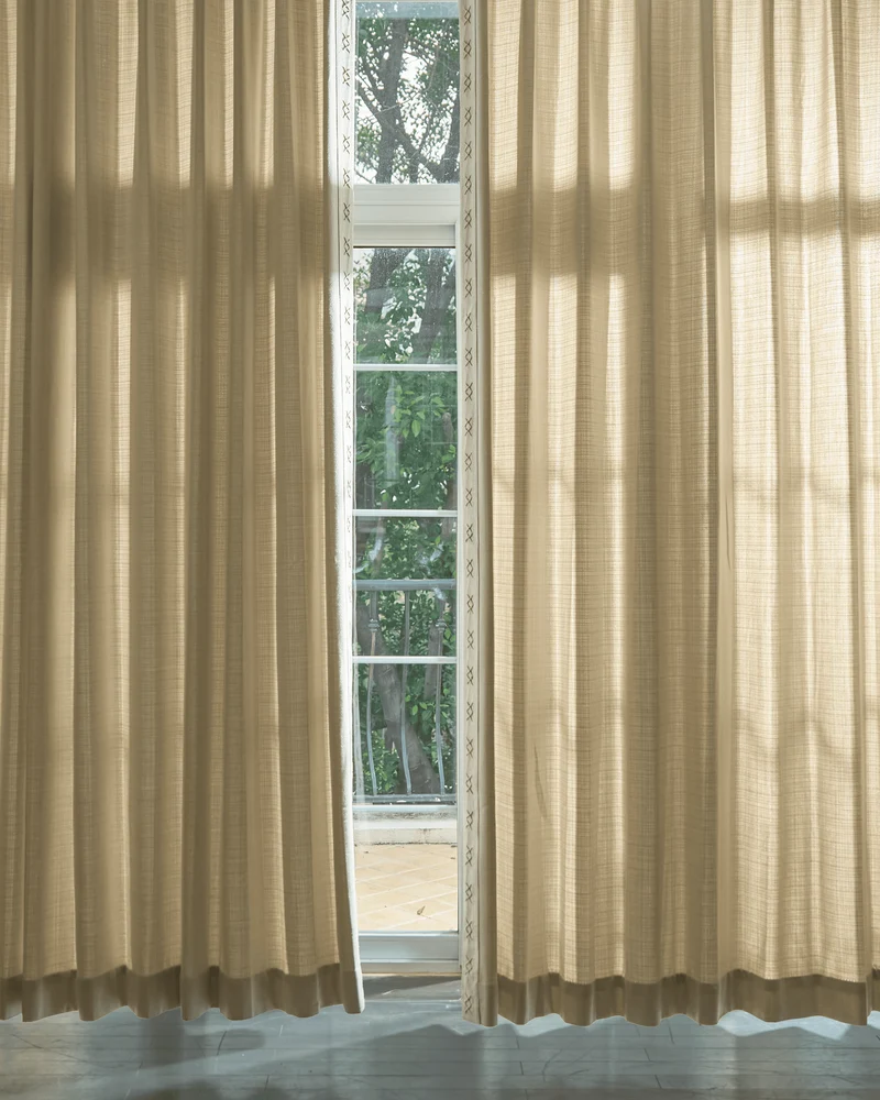 Arden Textured Custom Curtain with Trim