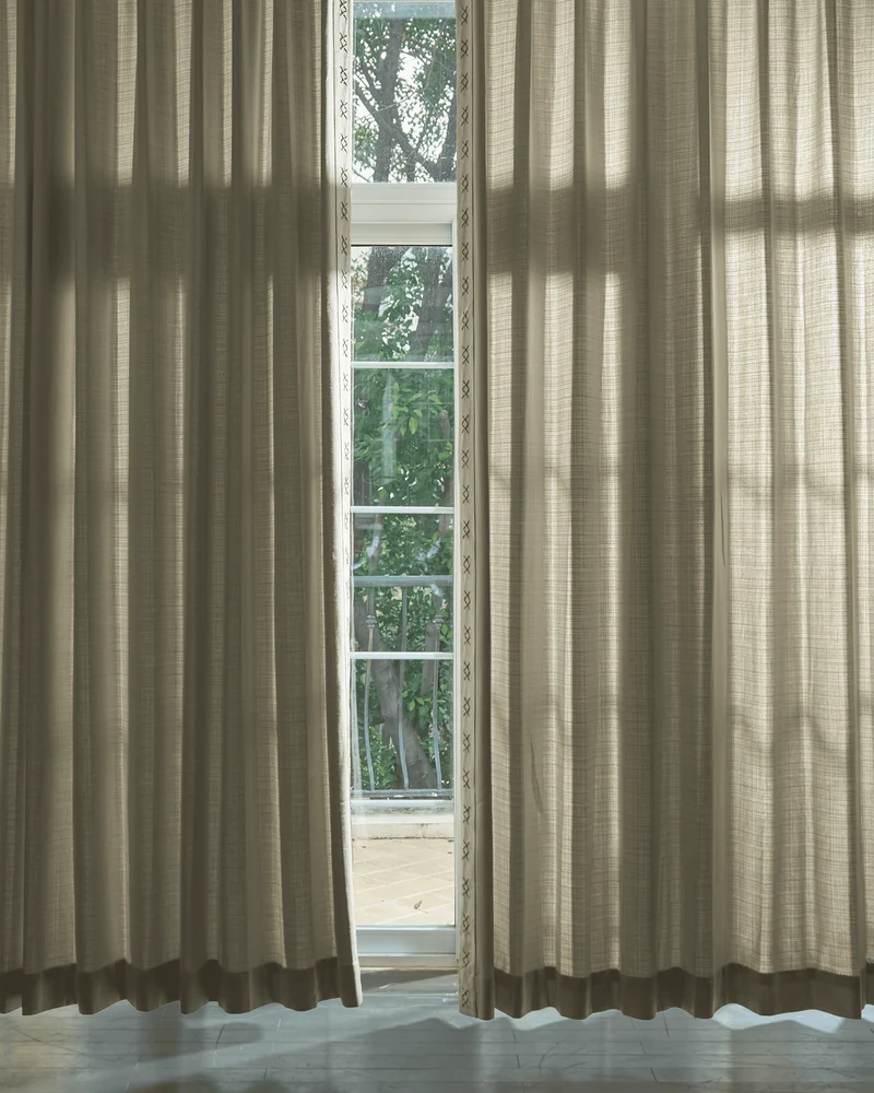 Arden Textured Custom Curtain with Trim